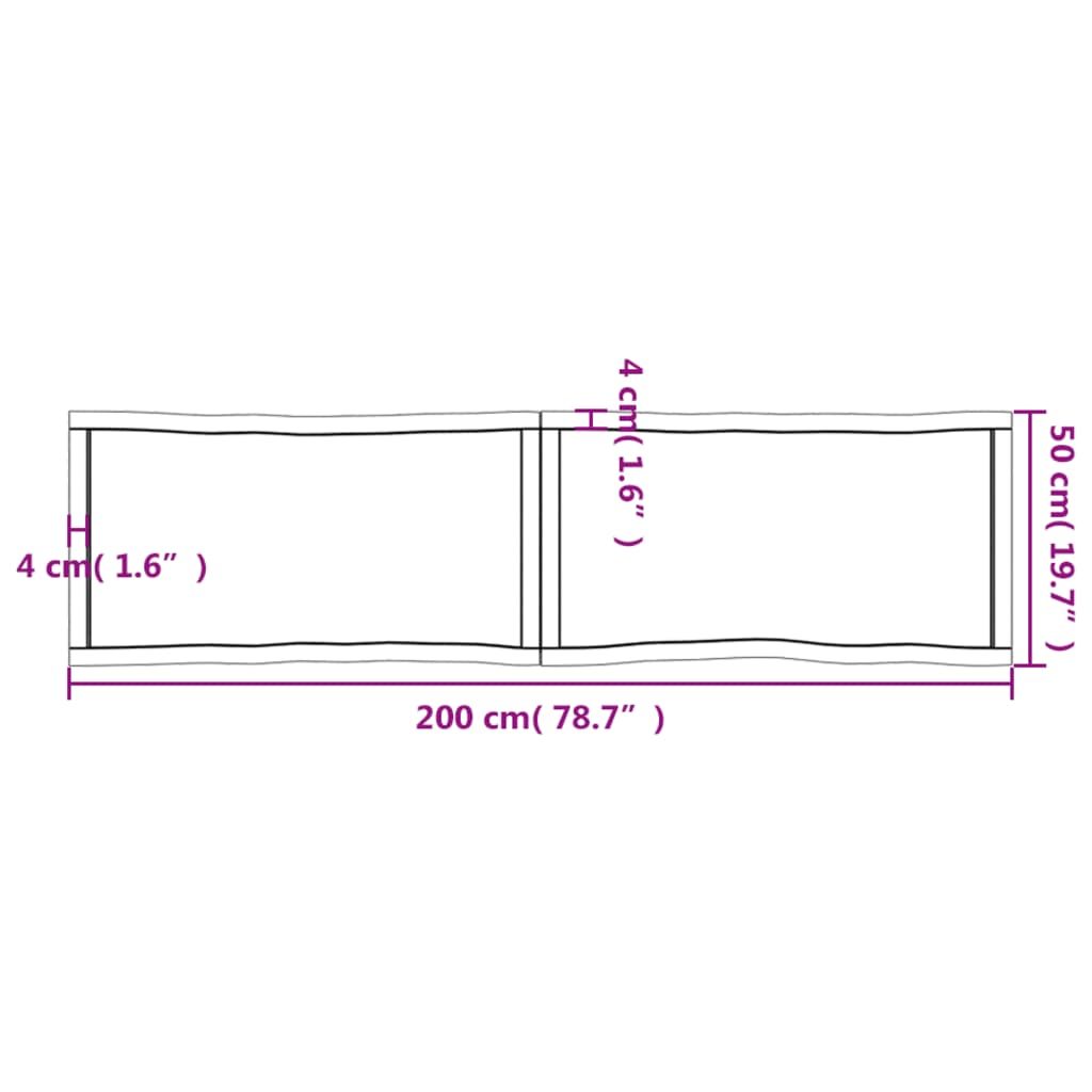 Mizna plošča sv. rjava 200x50x(2-4)cm obdelana trdna hrastovina