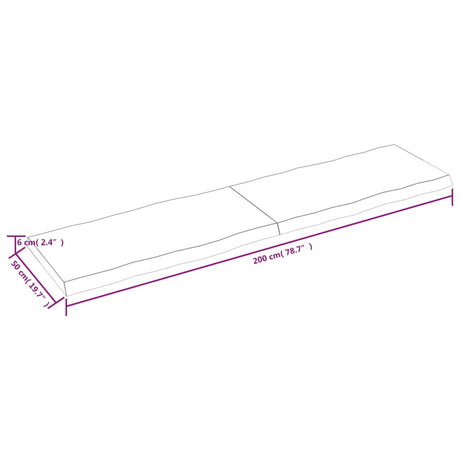 Mizna plošča sv. rjava 200x50x(2-6)cm obdelana trdna hrastovina