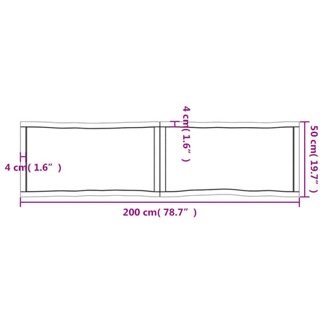 Mizna plošča sv. rjava 200x50x(2-6)cm obdelana trdna hrastovina