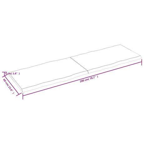 Mizna plošča sv. rjava 200x60x(2-4)cm obdelana trdna hrastovina