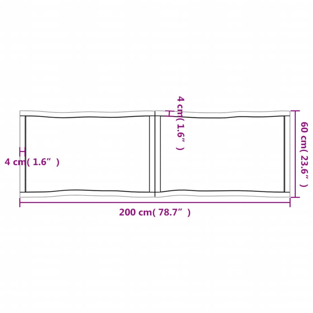 Mizna plošča sv. rjava 200x60x(2-6)cm obdelana trdna hrastovina