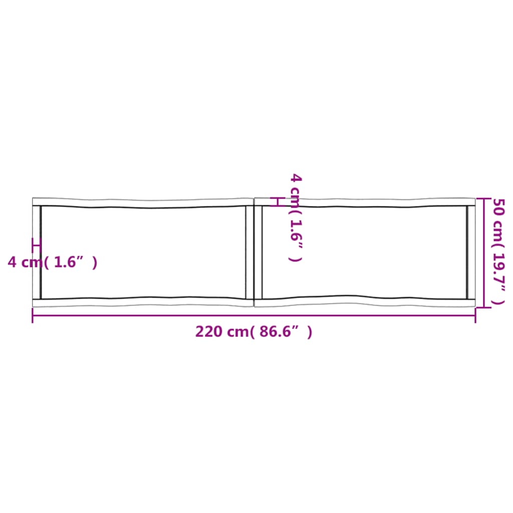 Mizna plošča sv. rjava 220x50x(2-4)cm obdelana trdna hrastovina