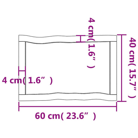 Mizna plošča temno rjava 60x40x(2-4) cm obdelan les naraven rob