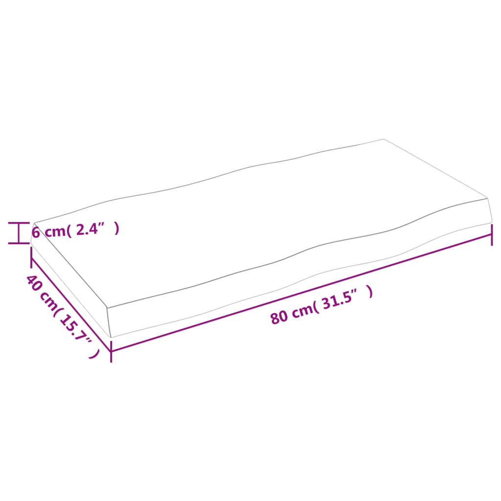 Mizna plošča te. rjava 80x40x(2-6) cm obdelana trdna hrastovina