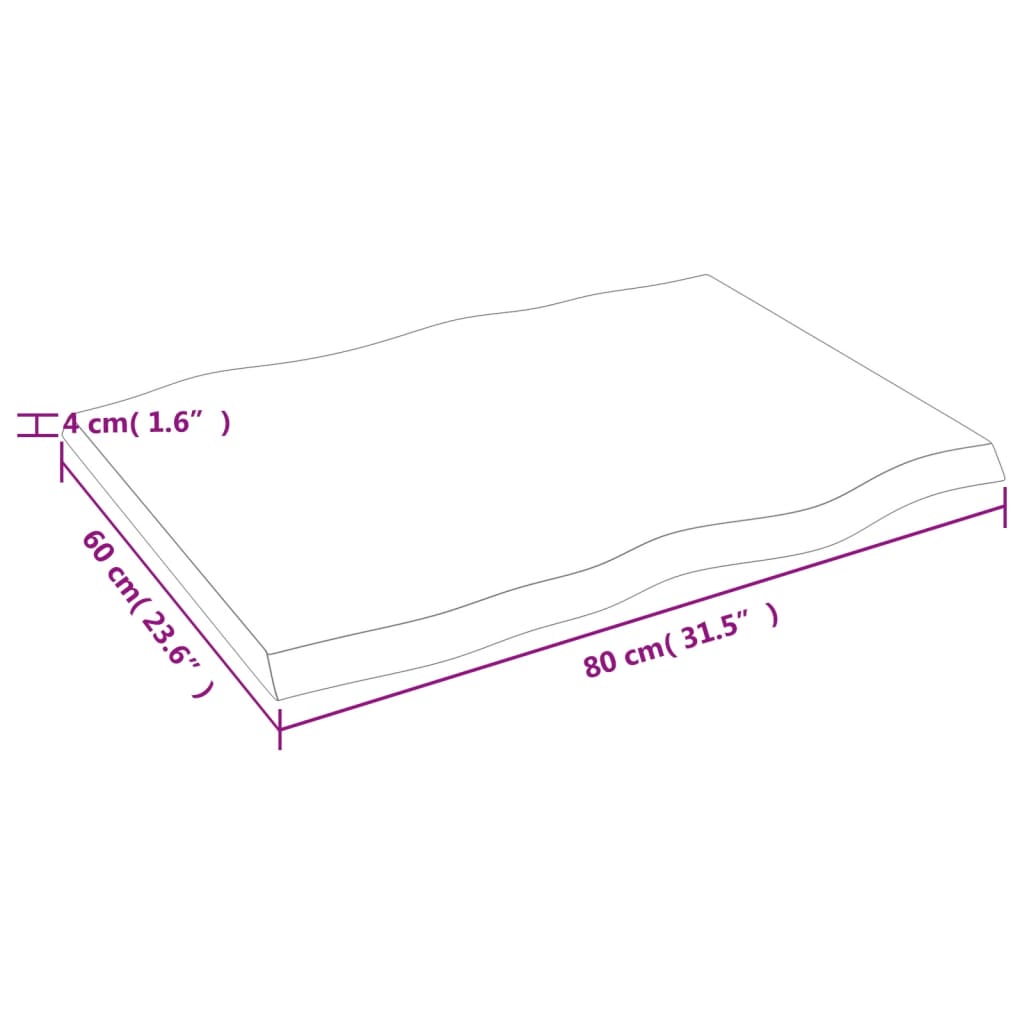 Mizna plošča te. rjava 80x60x(2-4) cm obdelana trdna hrastovina