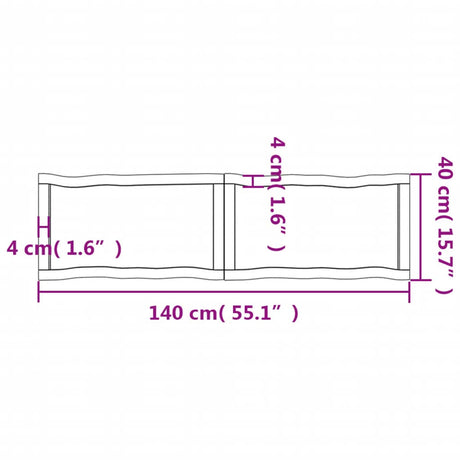 Mizna plošča te. rjava 140x40x(2-6)cm obdelana trdna hrastovina