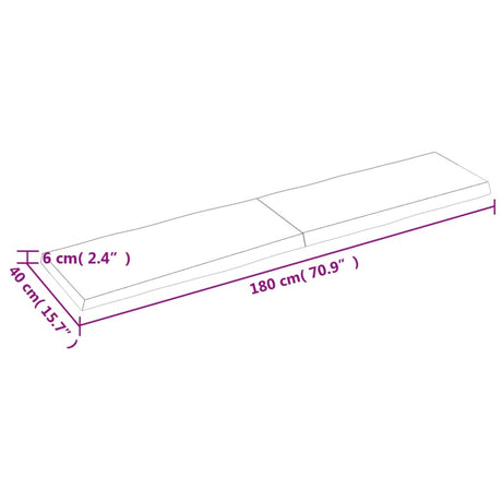 Mizna plošča te. rjava 180x40x(2-6)cm obdelana trdna hrastovina