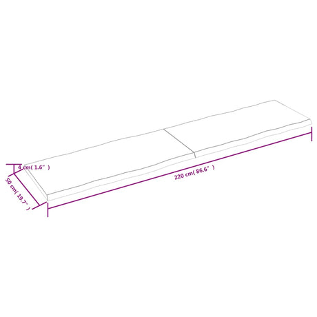 Mizna plošča te. rjava 220x50x(2-4)cm obdelana trdna hrastovina