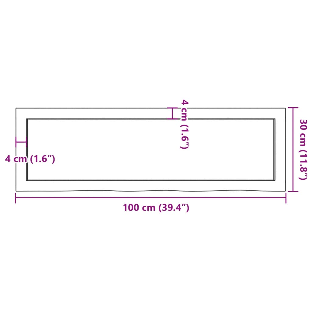 Kopalniški pult 100x30x(2-4) cm neobdelan trden les