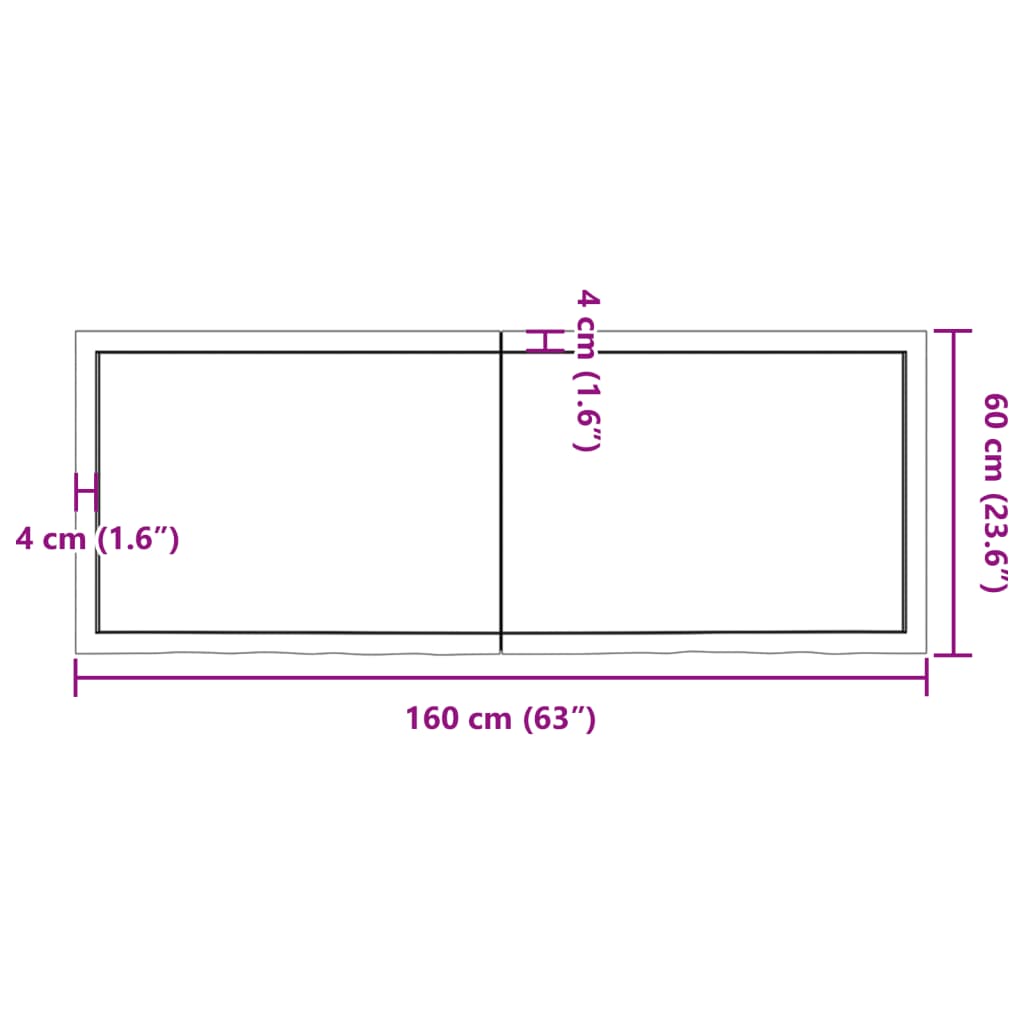 Kopalniški pult 160x60x(2-6) cm neobdelan trden les