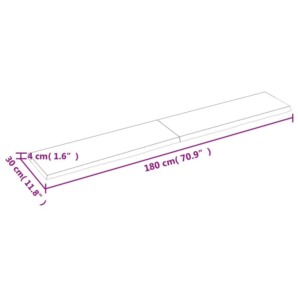 Kopalniški pult svetlo rjav 180x30x(2-4) cm obdelan trden les