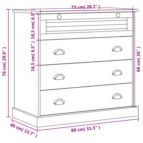 Predalnik VIGO 80x40x76 cm trdna borovina