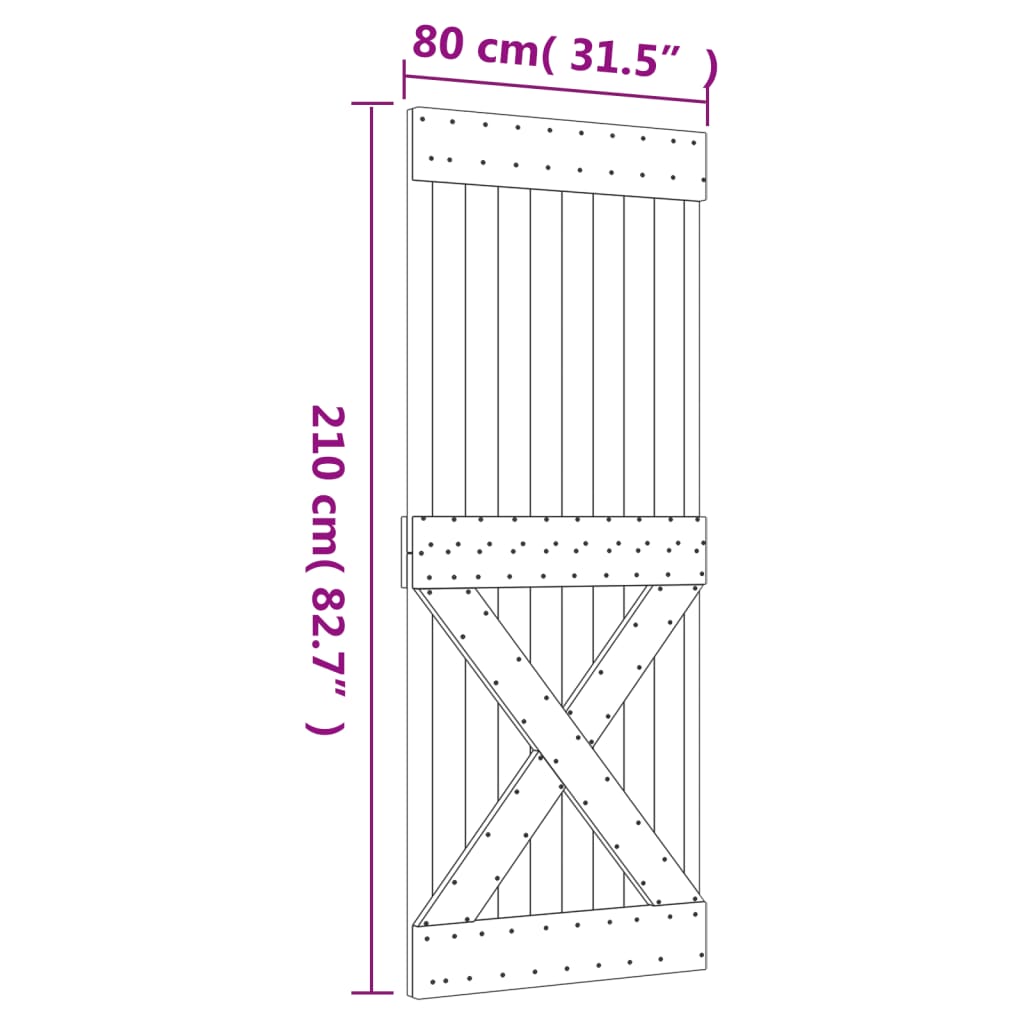 Vrata NARVIK 80x210 cm trdna borovina