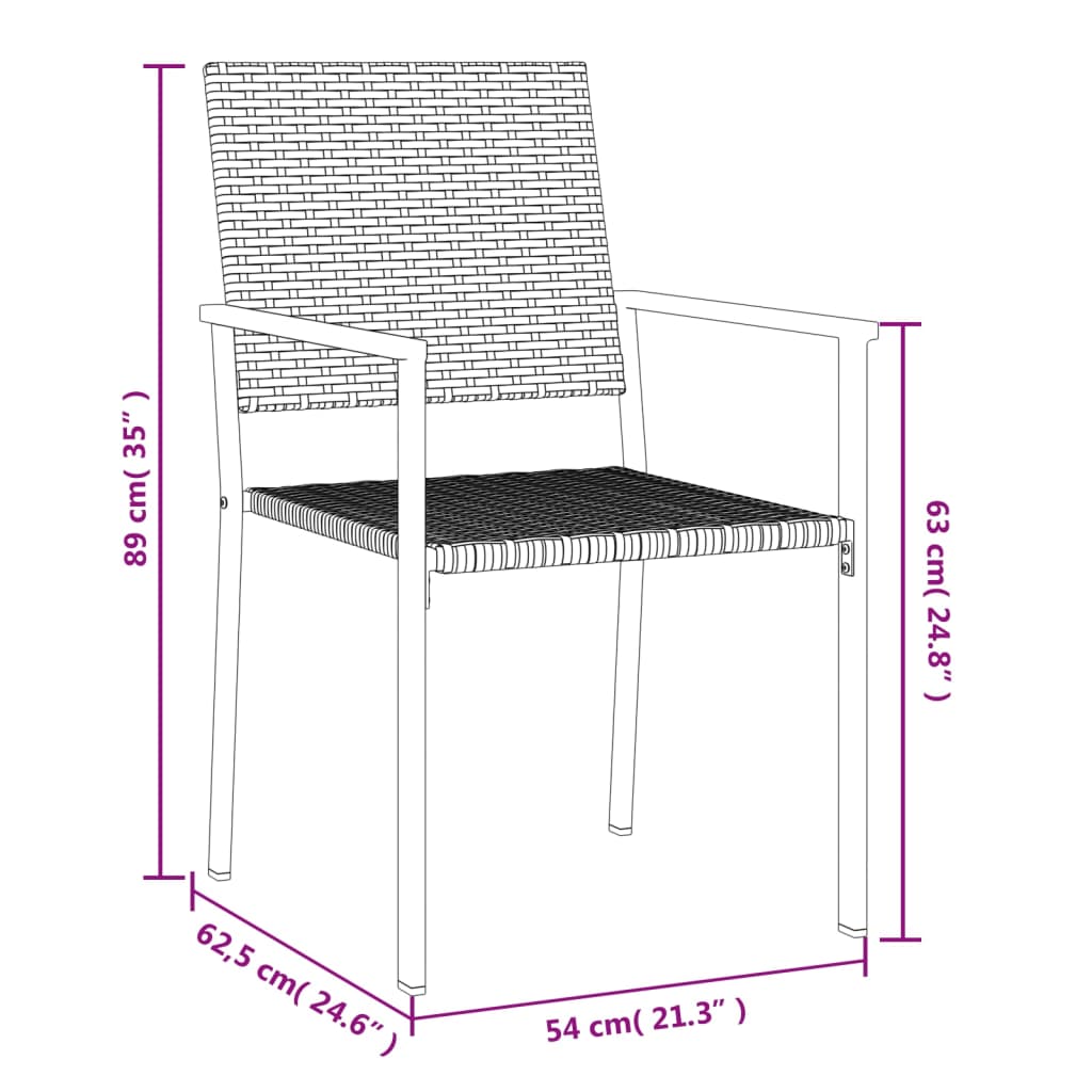 Vrtni stoli 4 kosi črni 54x62,5x89 cm poli ratan