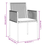 Vrtni stoli z blazinami 4 kosi črni 54x60,5x83,5 cm poli ratan