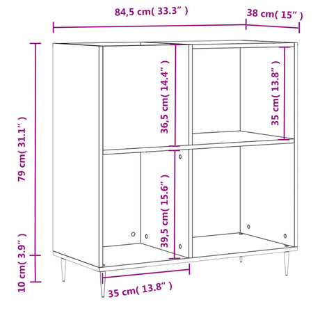 Omarica za gramofonske plošče hrast sonoma 84,5x38x89 cm les