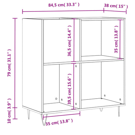 Omarica za gramofonske plošče hrast sonoma 84,5x38x89 cm les