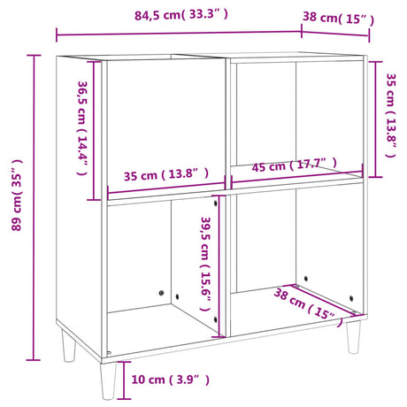 Omarica za gramofonske plošče bela 84,5x38x89 cm inženirski les