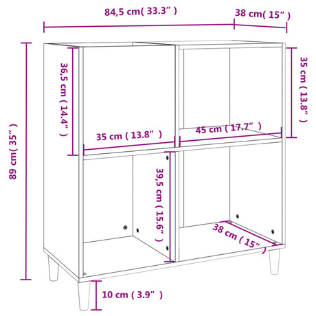 Omarica za gramofonske plošče črna 84,5x38x89 cm inženirski les