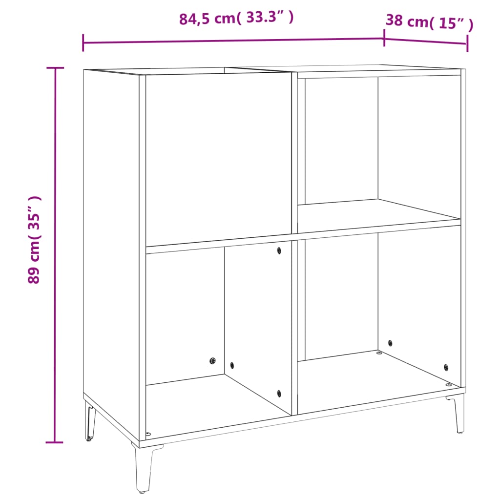 Omarica za gramofonske plošče bela 84,5x38x89 cm inženirski les