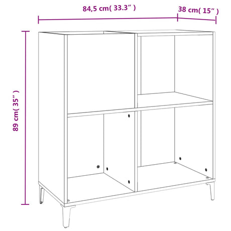 Omarica za gramofonske plošče bela 84,5x38x89 cm inženirski les