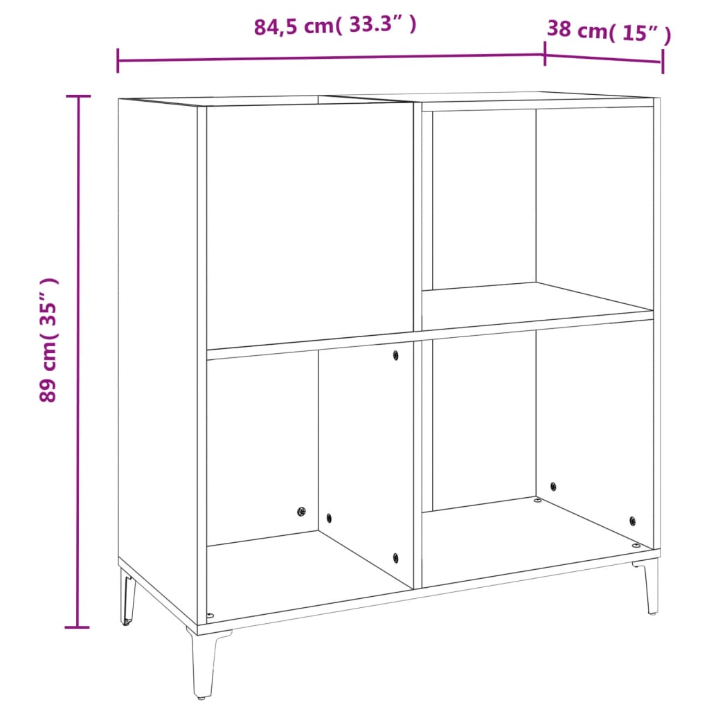 Omarica za gramofonske plošče črna 84,5x38x89 cm inženirski les