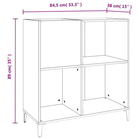 Omarica za gramofonske plošče črna 84,5x38x89 cm inženirski les