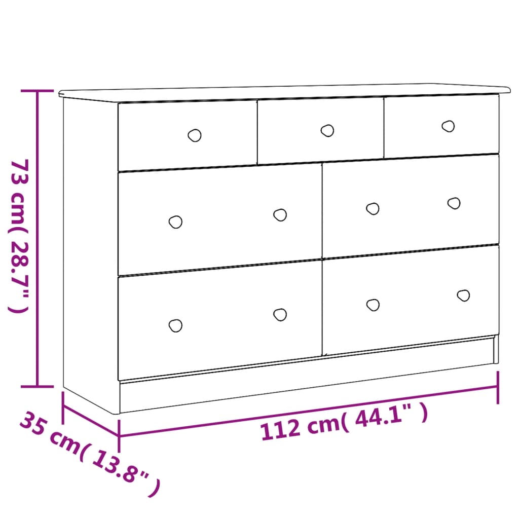 Predalnik ALTA 112x35x73 cm trdna borovina