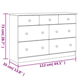 Predalnik ALTA 112x35x73 cm trdna borovina