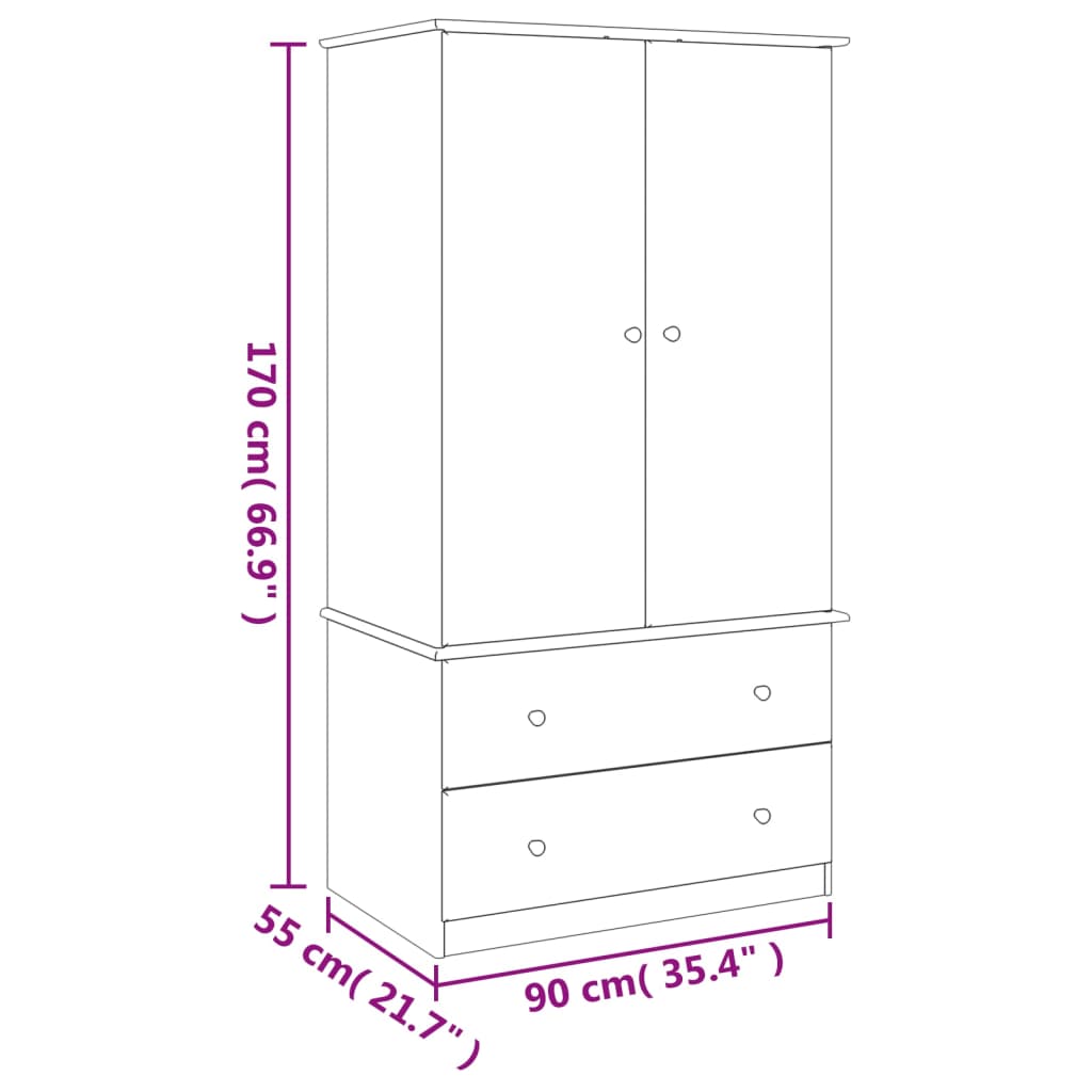 Omara ALTA 90x55x170 cm trdna borovina