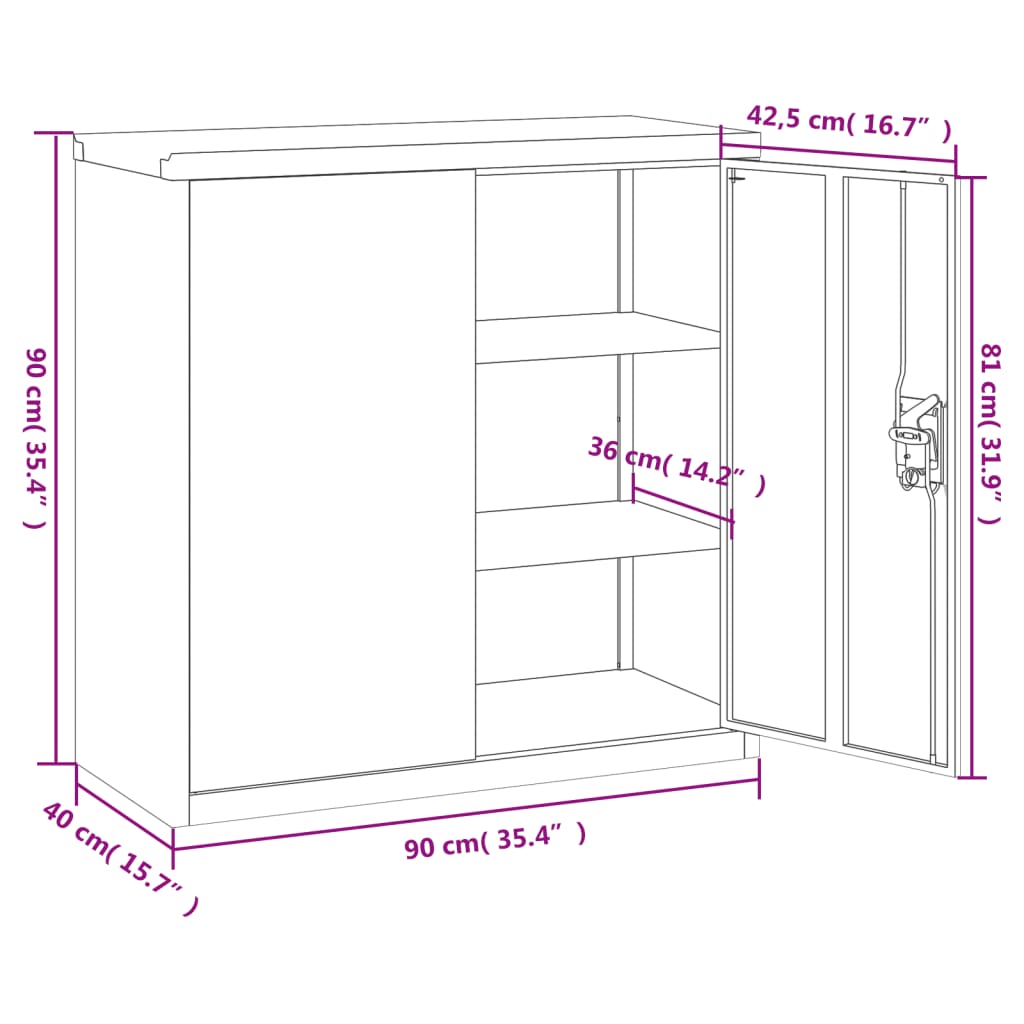 Arhivska omara bela 90x40x90 cm jeklo