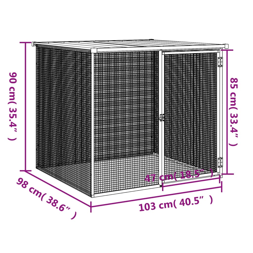 Kokošnjak s streho antracit 103x98x90 cm pocinkano jeklo