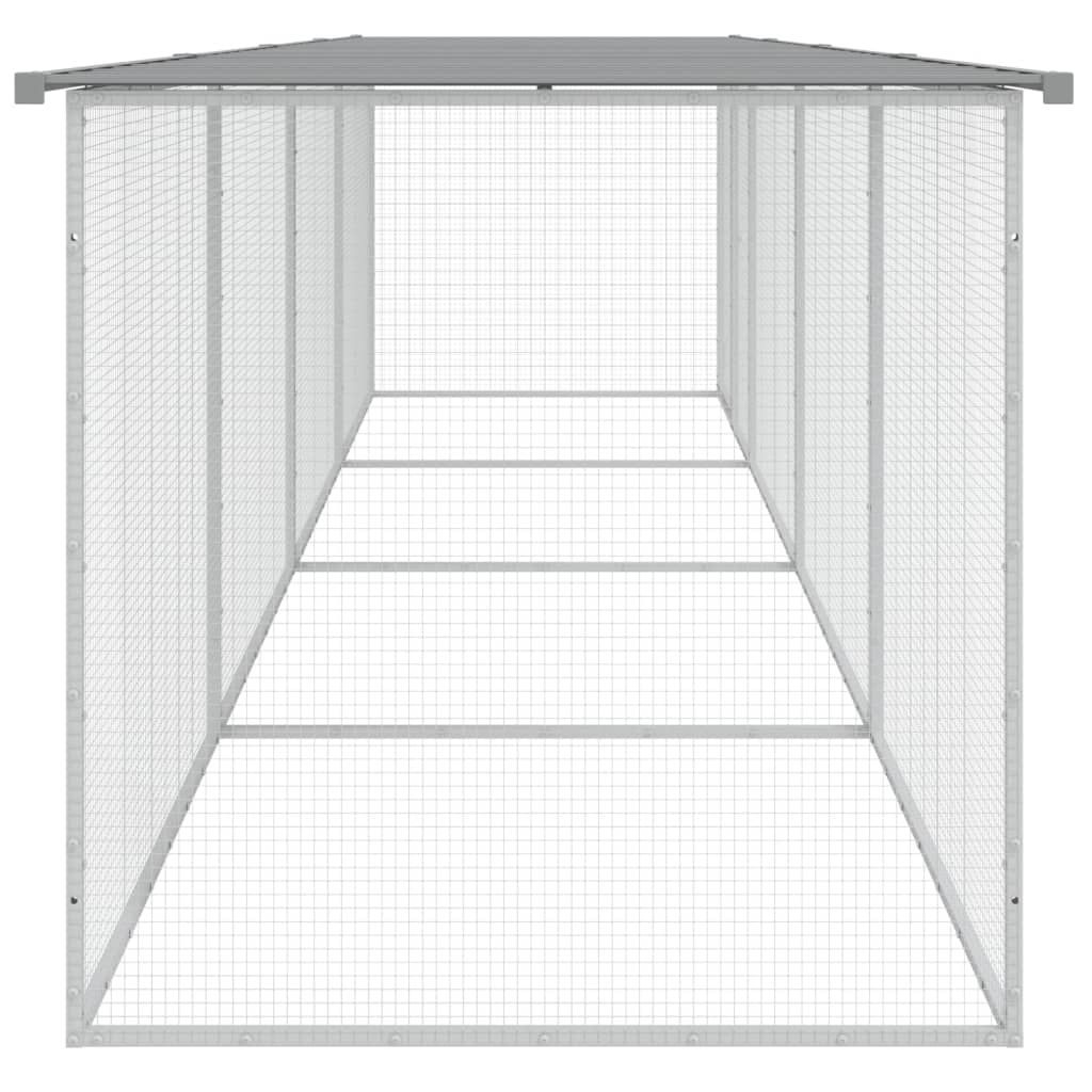 Kokošnjak s streho svetlo sivo 403x98x90 cm pocinkano jeklo