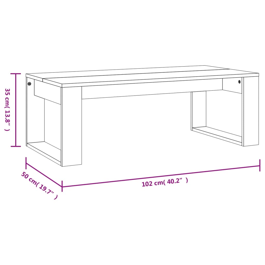 Klubska mizica siva sonoma 102x50x35 cm inženirski les