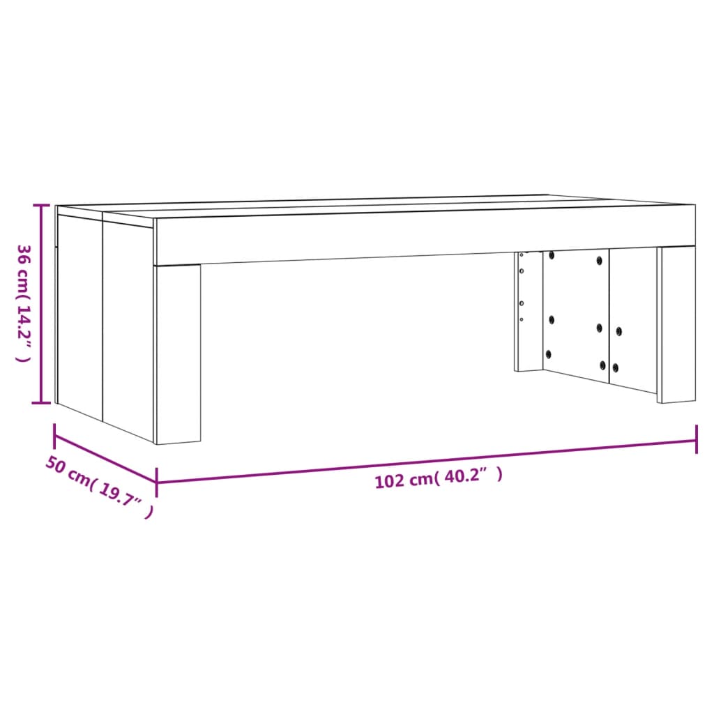 Klubska mizica bela 102x50x36 cm inženirski les