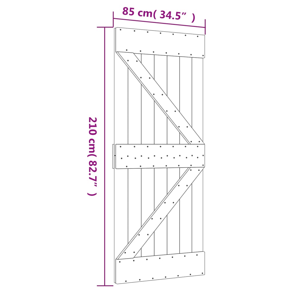 Drsna vrata s kompletom vodil 85x210 cm trdna borovina