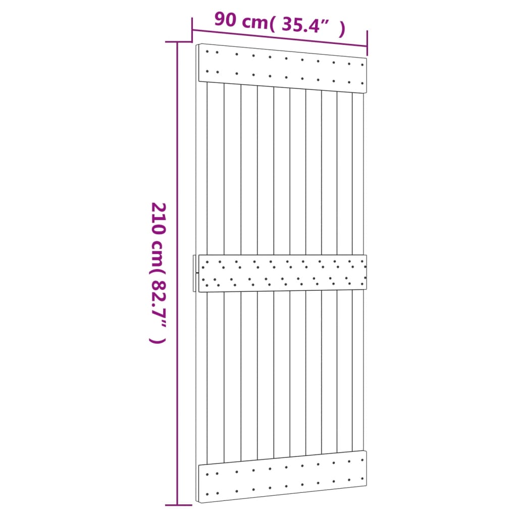 Drsna vrata s kompletom vodil 90x210 cm trdna borovina