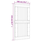 Drsna vrata s kompletom vodil 100x210 cm trdna borovina