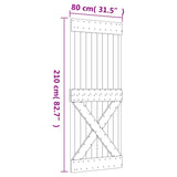 Drsna vrata s kompletom vodil 80x210 cm trdna borovina