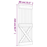 Drsna vrata s kompletom vodil 80x210 cm trdna borovina