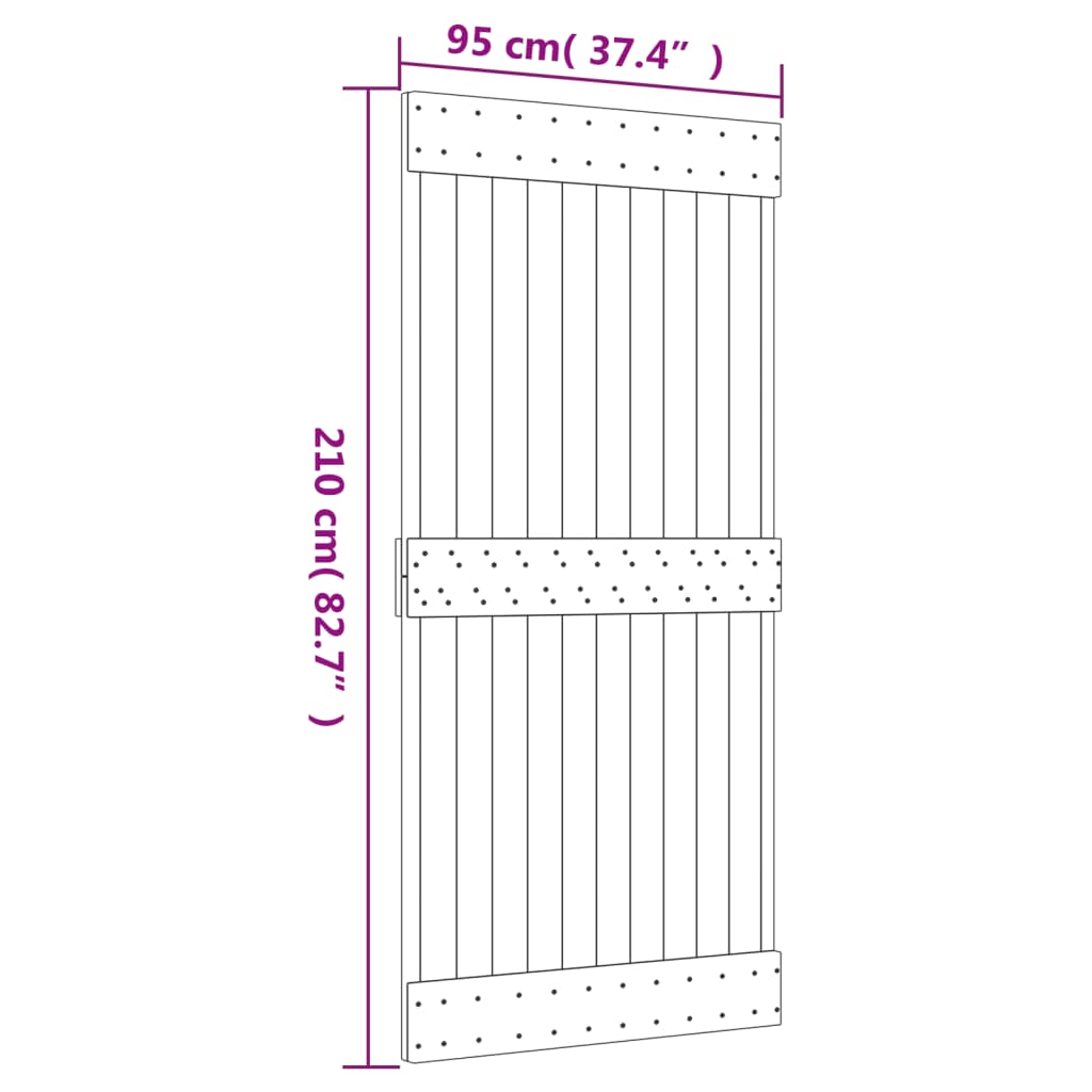 Drsna vrata s kompletom vodil 95x210 cm trdna borovina