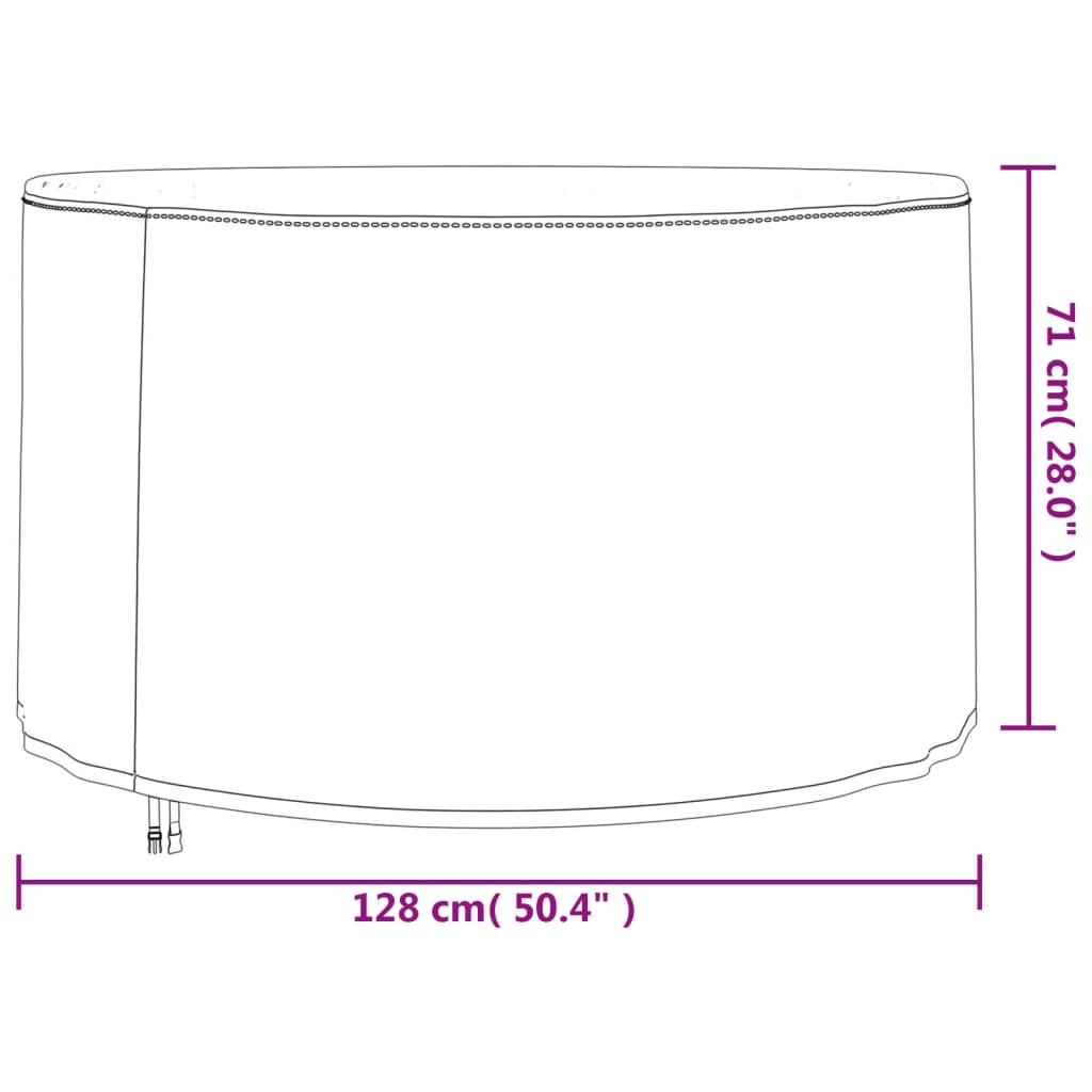 Prevleka za vrtno pohištvo 2 kosa Ø 128x71 cm 420D oxford blago