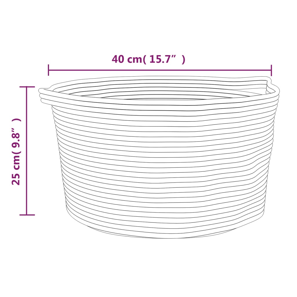 Košara za shranjevanje siva in bela Ø40x25 cm bombaž