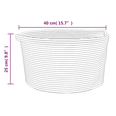 Košara za shranjevanje siva in bela Ø40x25 cm bombaž