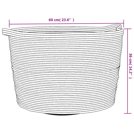 Košara za perilo siva in bela Ø60x36 cm bombaž