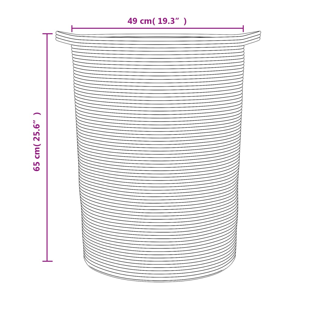 Košara za shranjevanje siva in bela Ø49x65 cm bombaž