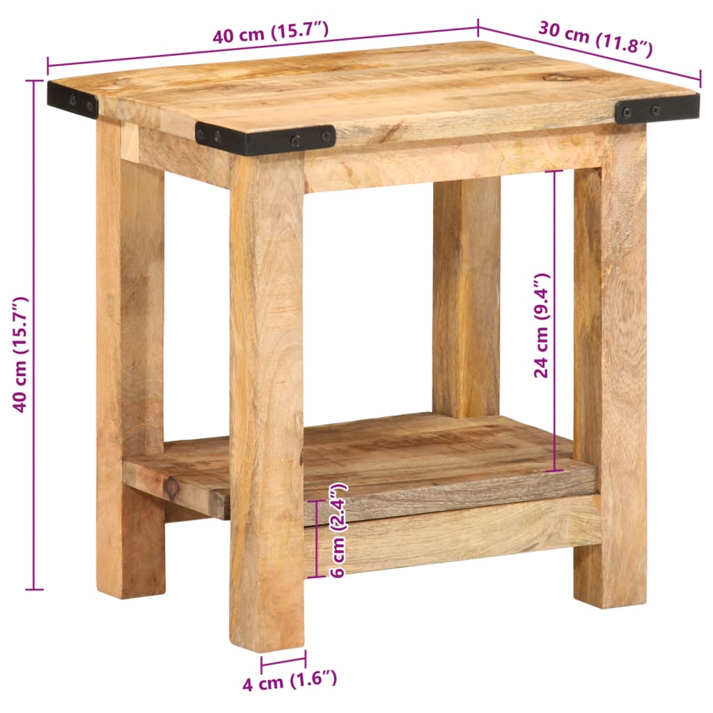 Stranska mizica 40x30x40 cm trden robusten mangov les