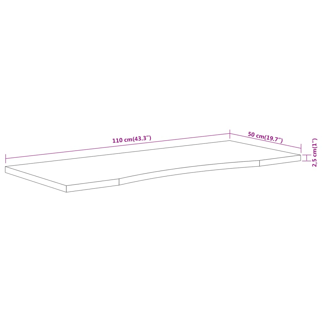 Mizna plošča 110x50x2,5 cm pravokotna trden akacijev les