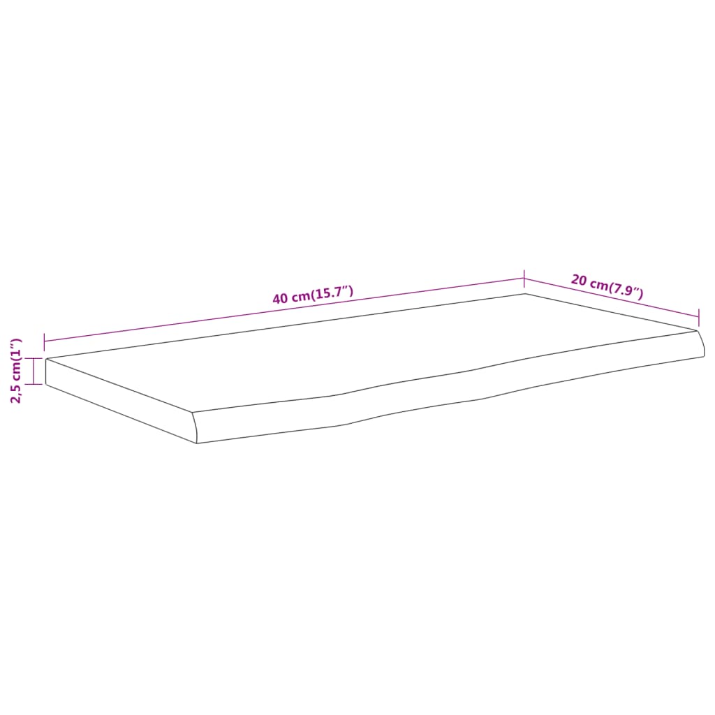 Stenska polica 40x20x2,5 cm pravokotna akacija naraven rob