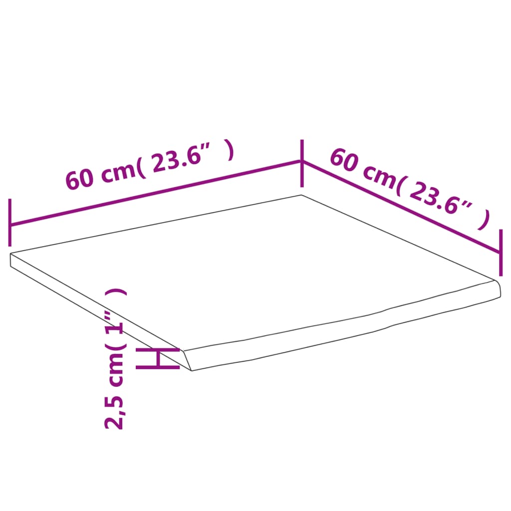 Kopalniški pult 60x60x2,5 cm kvadraten trden akacijev les